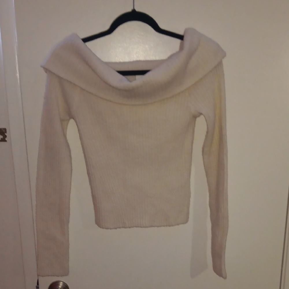 H&M Off-Shoulder Sweater in Cream